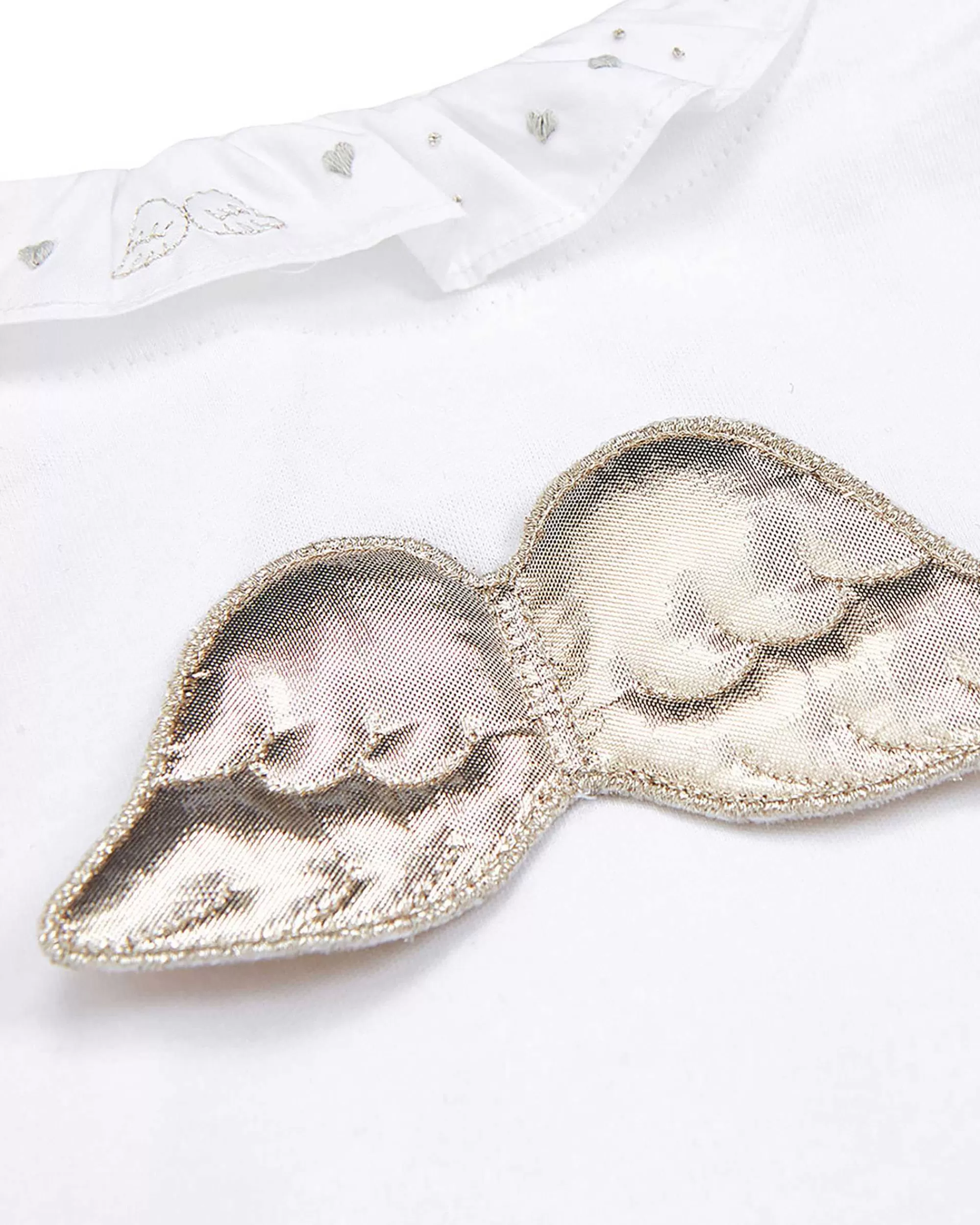 Bébé Marie Chantal L'Aile D'Ange Emblématique*Dors-Bien En Coton Pima Angel Wing - Blanc Et Argent