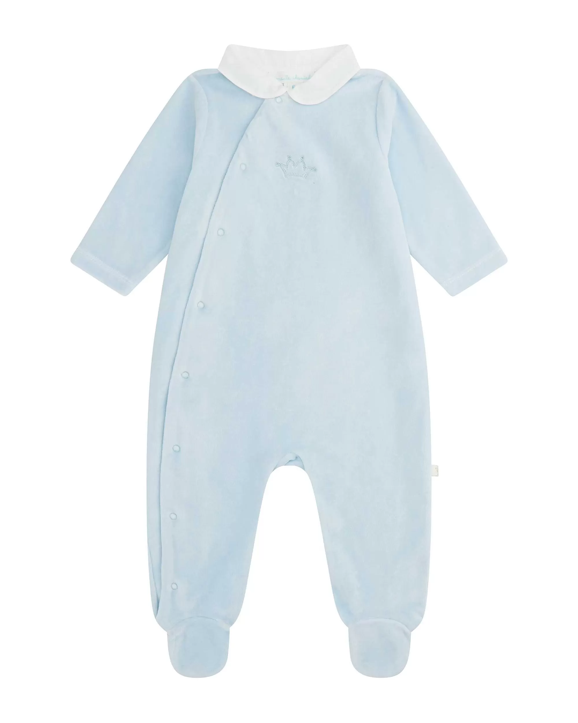 Bébé Marie Chantal Bébé Garçon*Dors-Bien En Velours A Col Claudine Tino Crown - Bleu