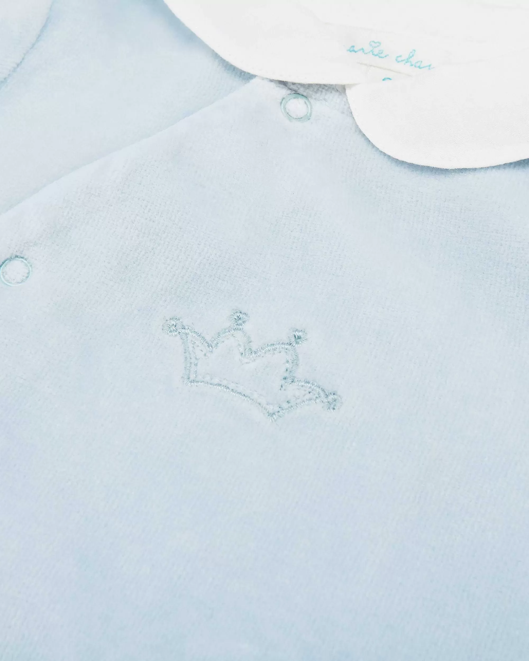 Bébé Marie Chantal Bébé Garçon*Dors-Bien En Velours A Col Claudine Tino Crown - Bleu