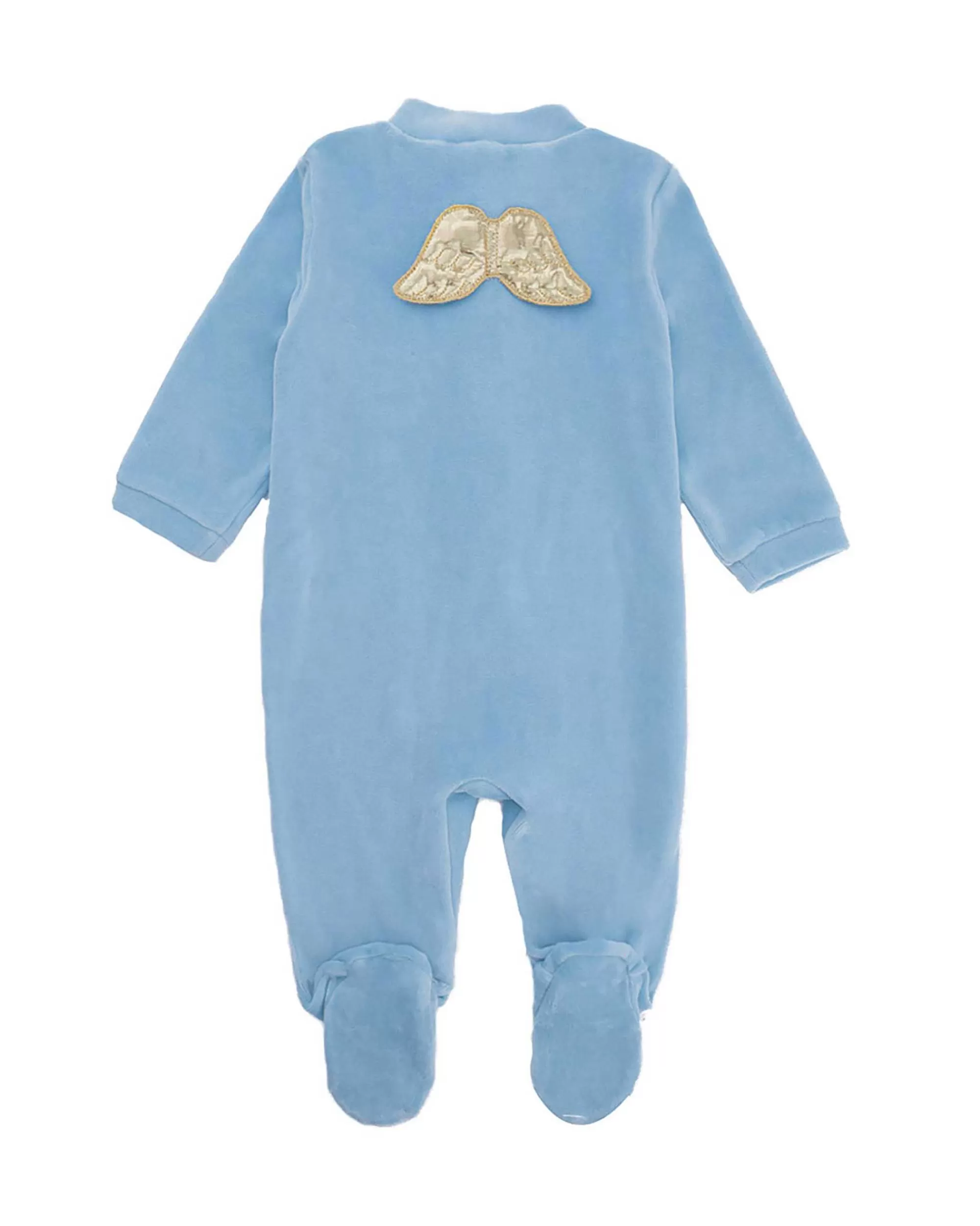 Bébé Marie Chantal L'Aile D'Ange Emblématique*Dors-Bien En Velours Angel Wing - Bleu Poussiereux Et Or