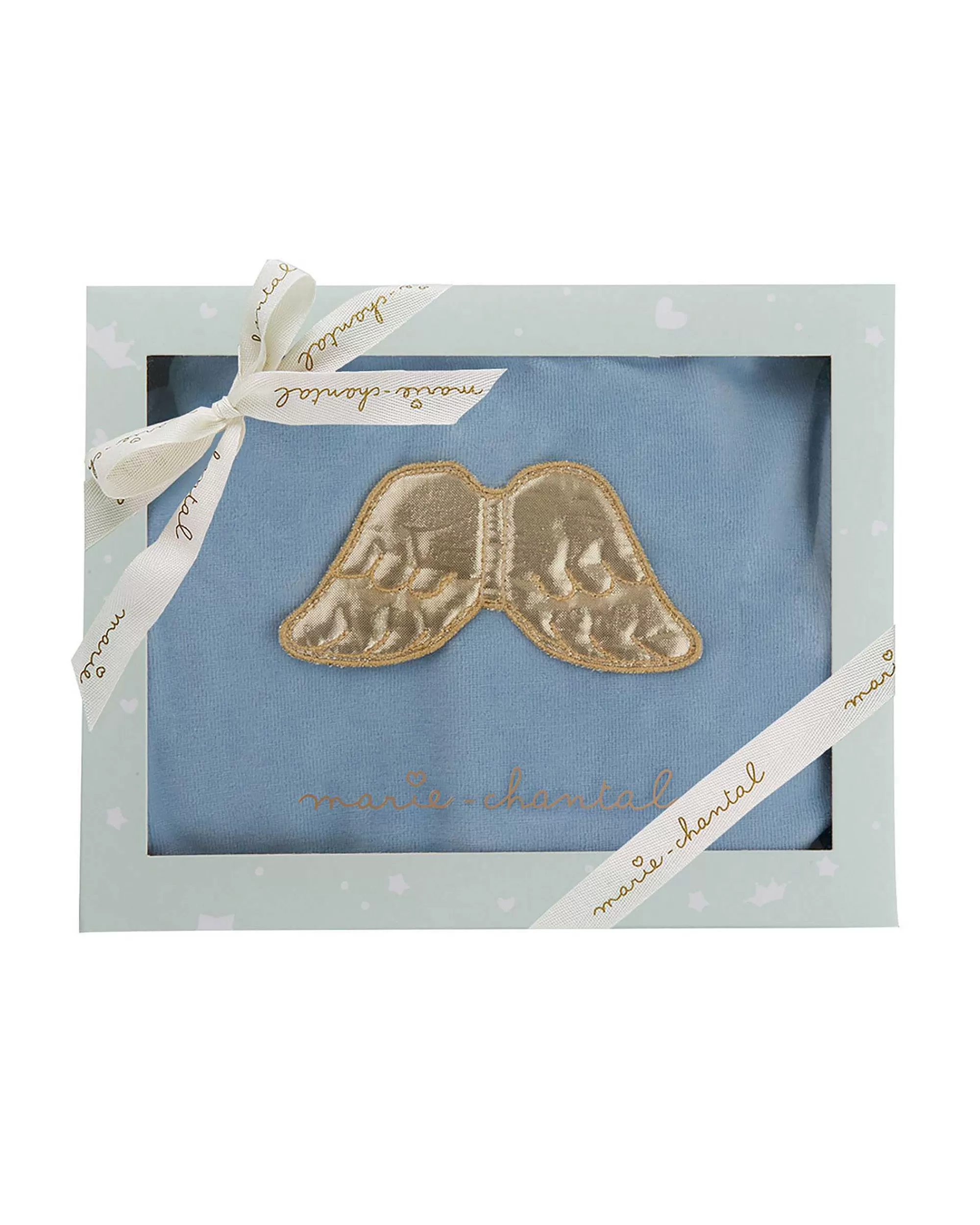 Bébé Marie Chantal L'Aile D'Ange Emblématique*Dors-Bien En Velours Angel Wing - Bleu Poussiereux Et Or