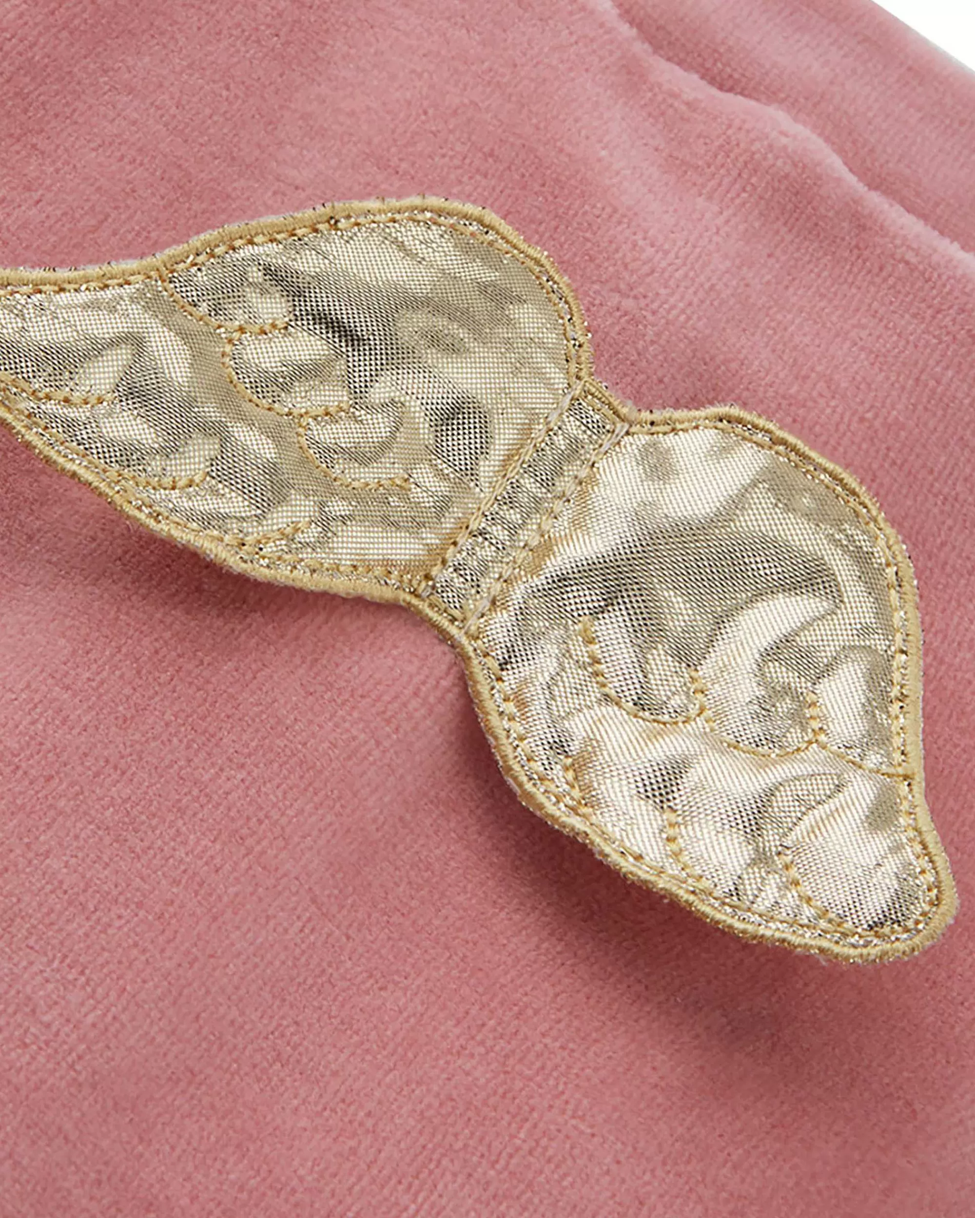 Bébé Marie Chantal L'Aile D'Ange Emblématique*Dors-Bien En Velours Angel Wing - Rose Poussiereux Et Or
