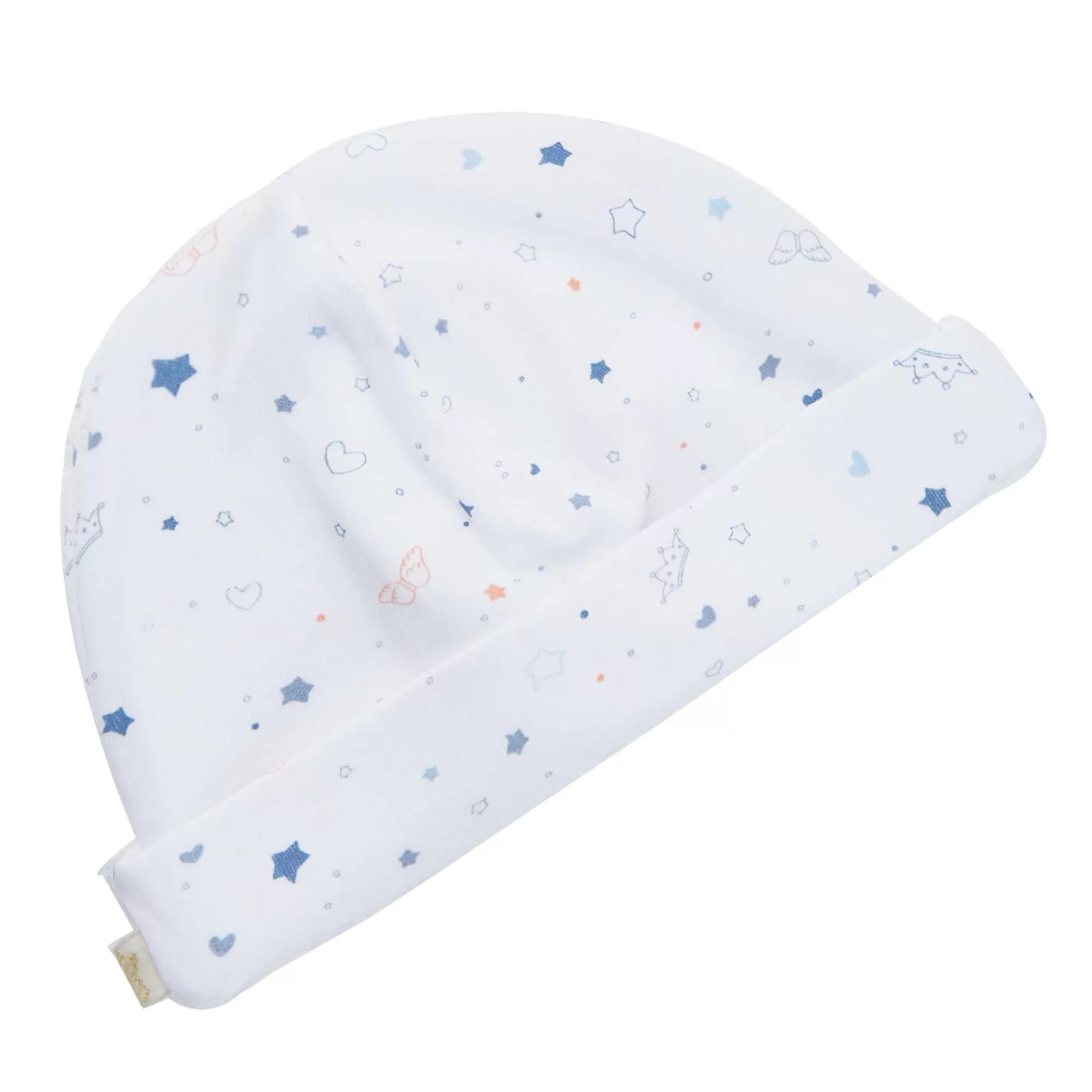 Marie Chantal Coffrets Cadeaux*Ensemble Bonnet, Bavoir Et Mitaines Imprime Etoile Et Couronne - Bleu
