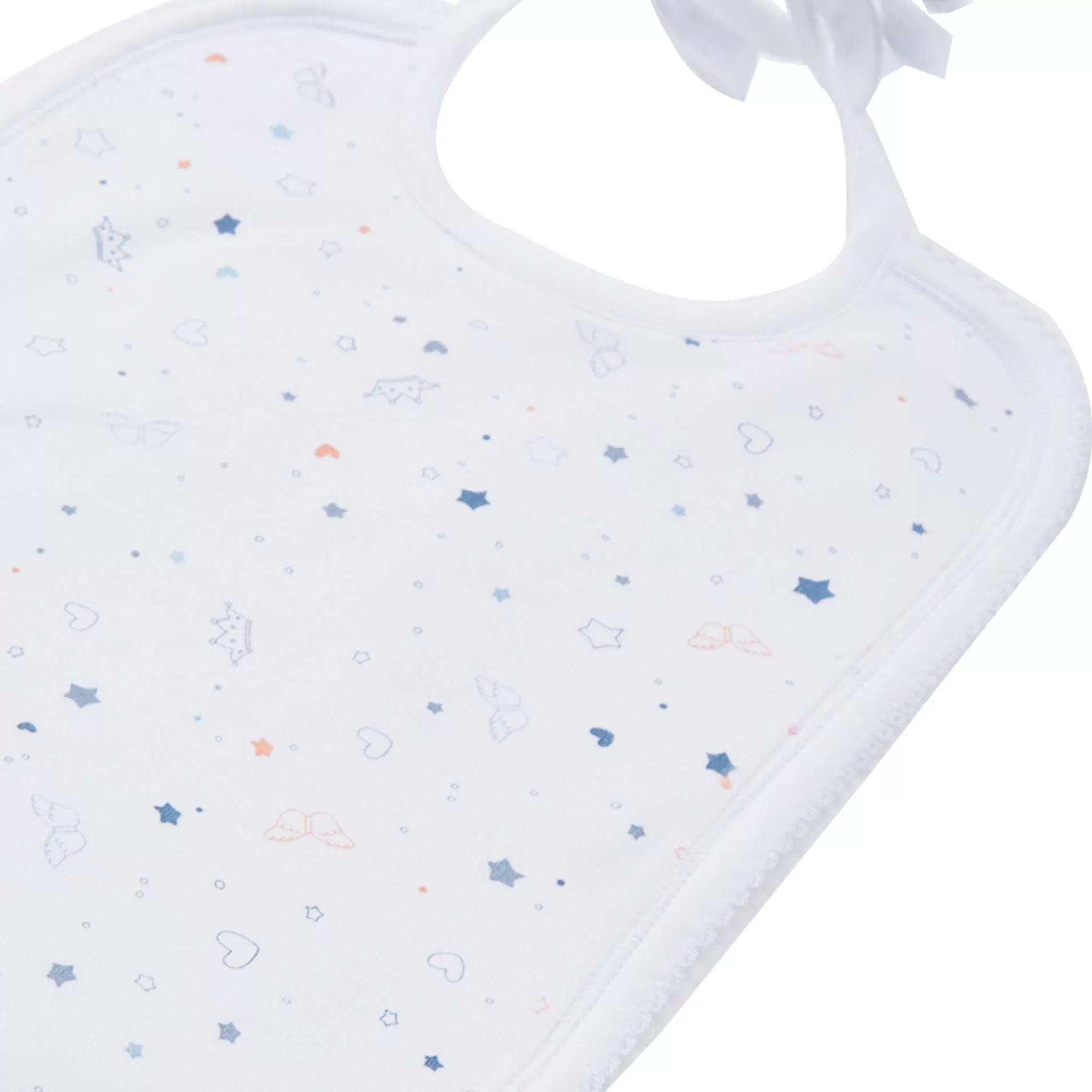 Marie Chantal Coffrets Cadeaux*Ensemble Bonnet, Bavoir Et Mitaines Imprime Etoile Et Couronne - Bleu