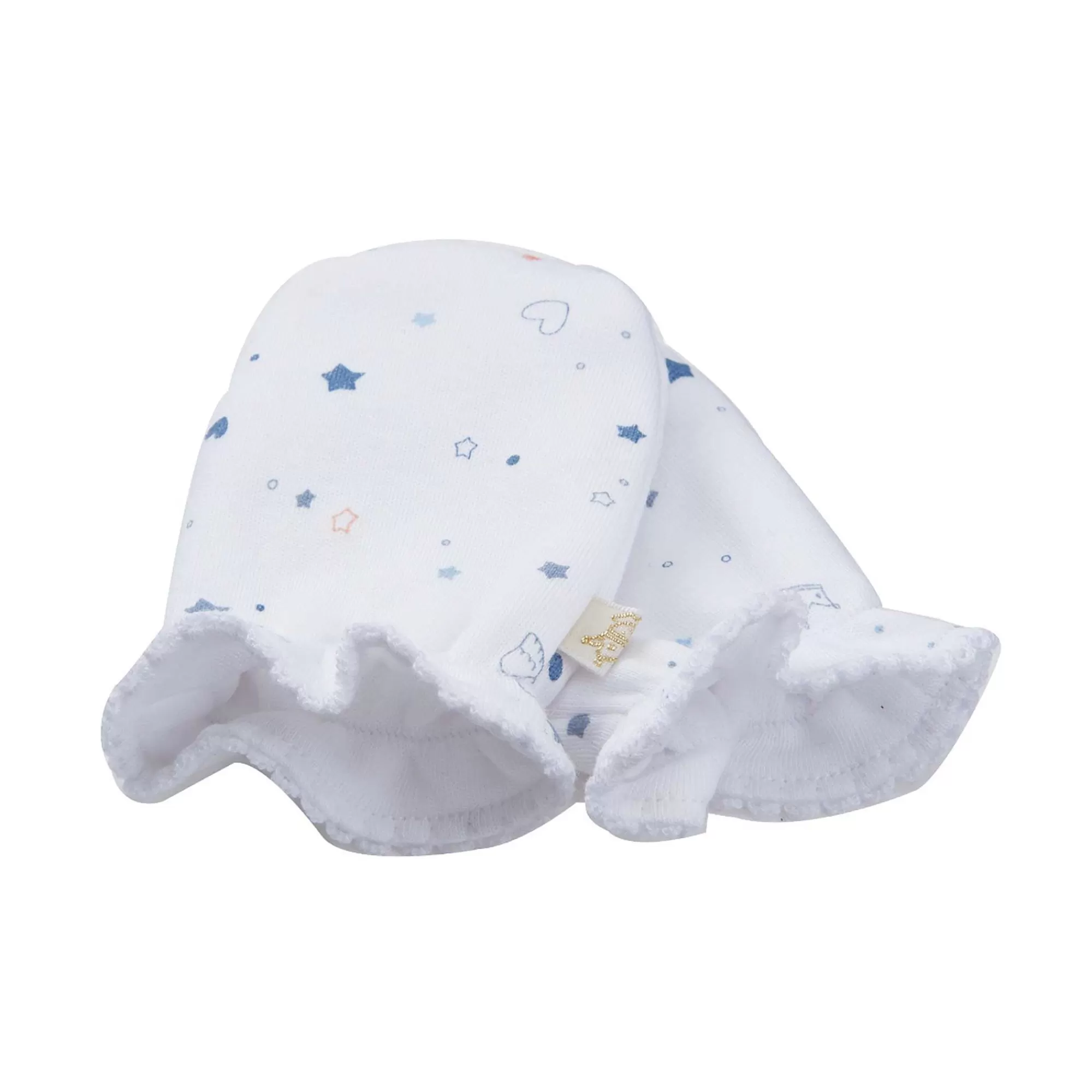 Marie Chantal Coffrets Cadeaux*Ensemble Bonnet, Bavoir Et Mitaines Imprime Etoile Et Couronne - Bleu
