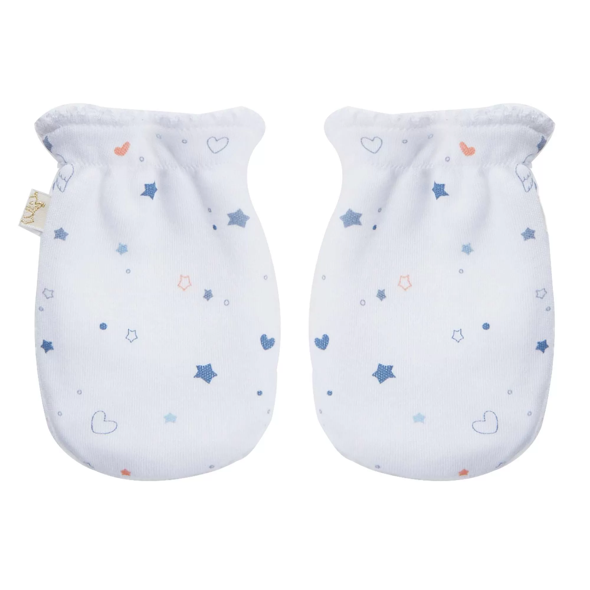 Marie Chantal Coffrets Cadeaux*Ensemble Bonnet, Bavoir Et Mitaines Imprime Etoile Et Couronne - Bleu