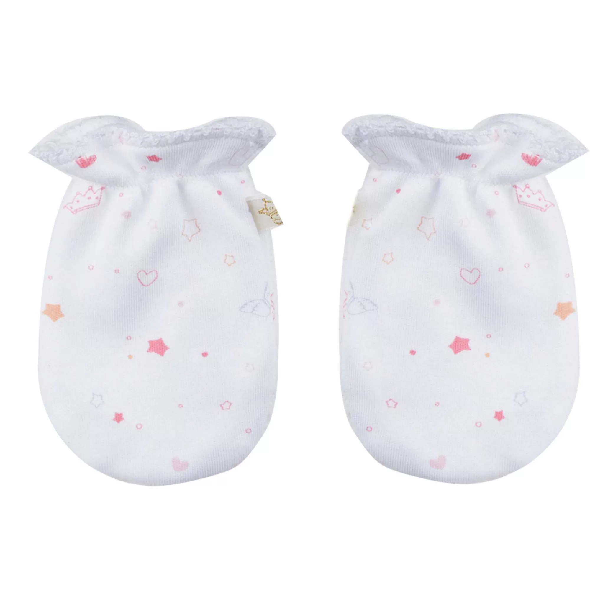 Marie Chantal Coffrets Cadeaux*Ensemble Bonnet, Bavoir Et Mitaines Imprime Etoile Et Couronne - Rose