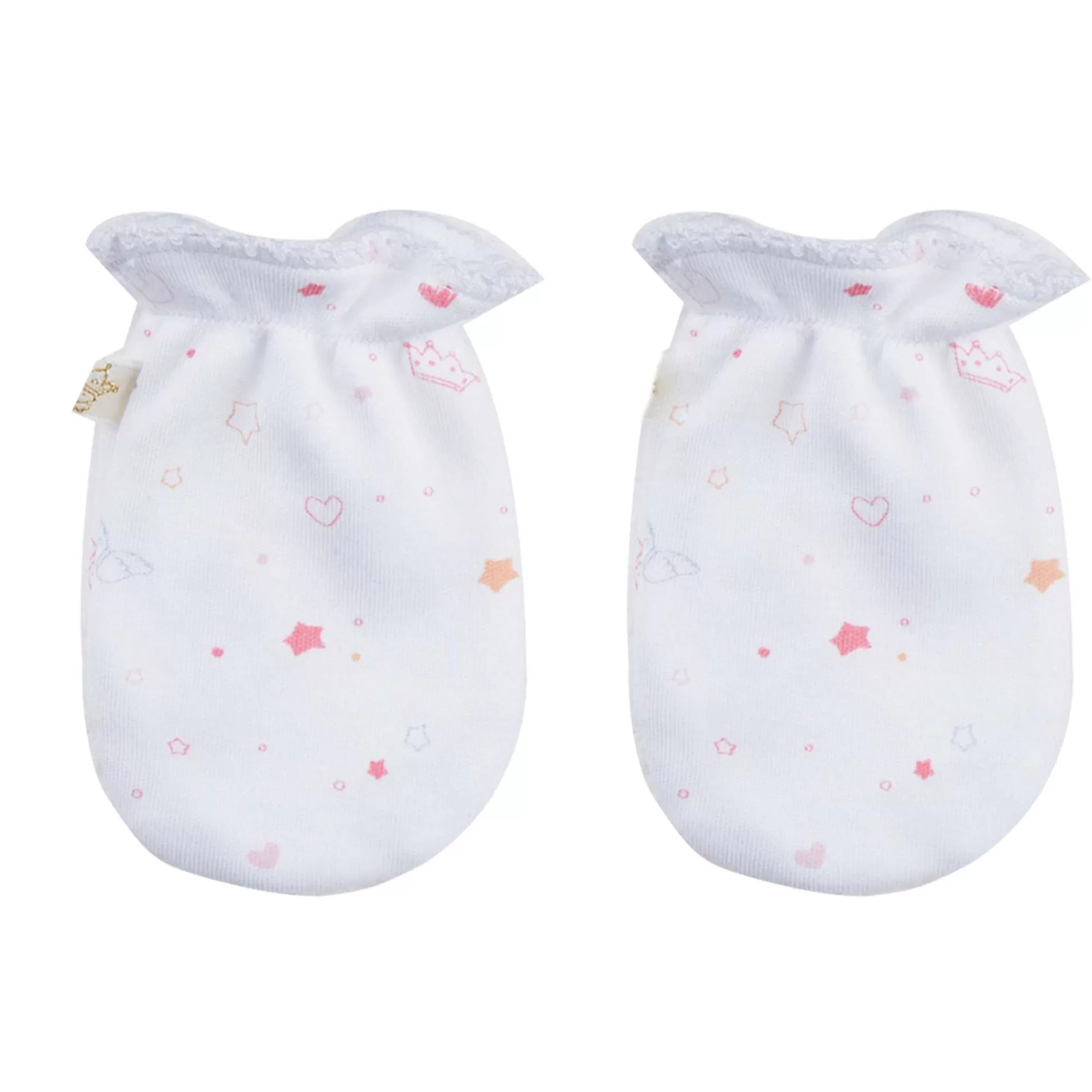 Marie Chantal Coffrets Cadeaux*Ensemble Bonnet, Bavoir Et Mitaines Imprime Etoile Et Couronne - Rose