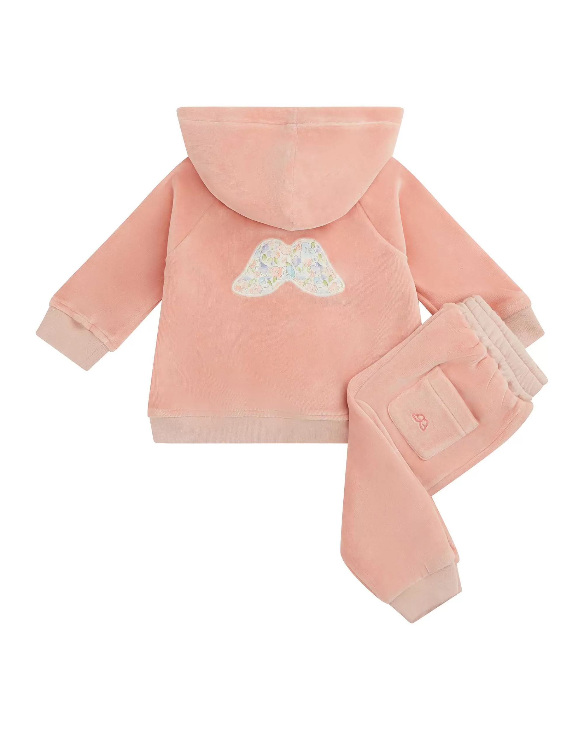 Bébé Marie Chantal L'Aile D'Ange Emblématique*Ensemble De Détente En Velours Angel Wing Bébé Rose Poudre