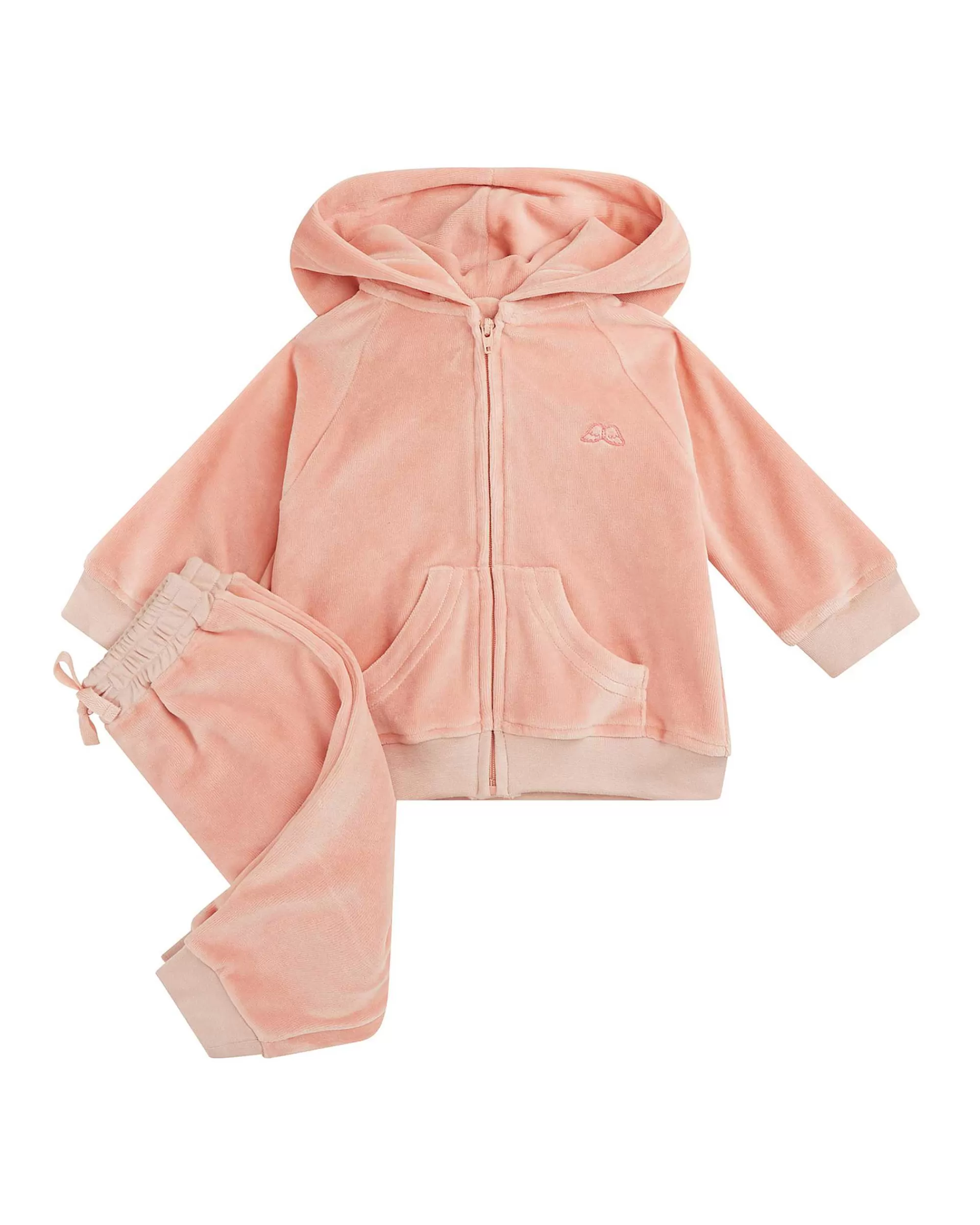 Bébé Marie Chantal L'Aile D'Ange Emblématique*Ensemble De Détente En Velours Angel Wing Bébé Rose Poudre