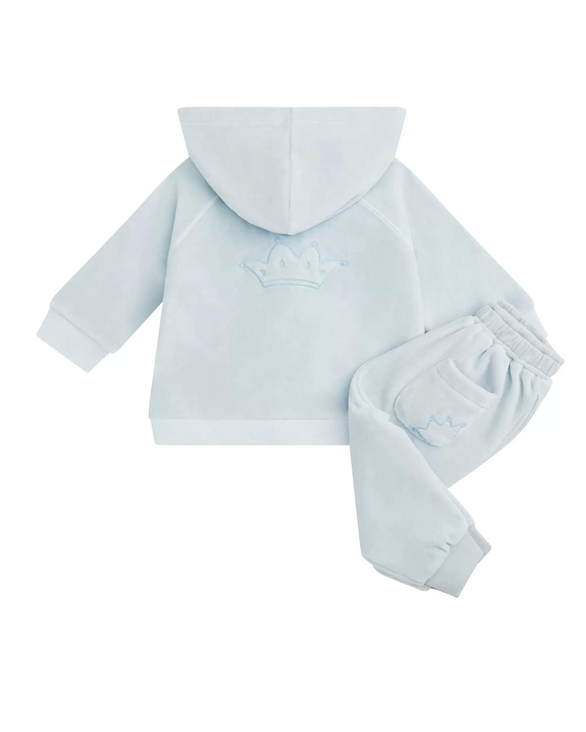 Bébé Marie Chantal L'Aile D'Ange Emblématique*Ensemble De Vêtements De Détente En Velours Tino Crown - Bleu Poussiereux Bébé