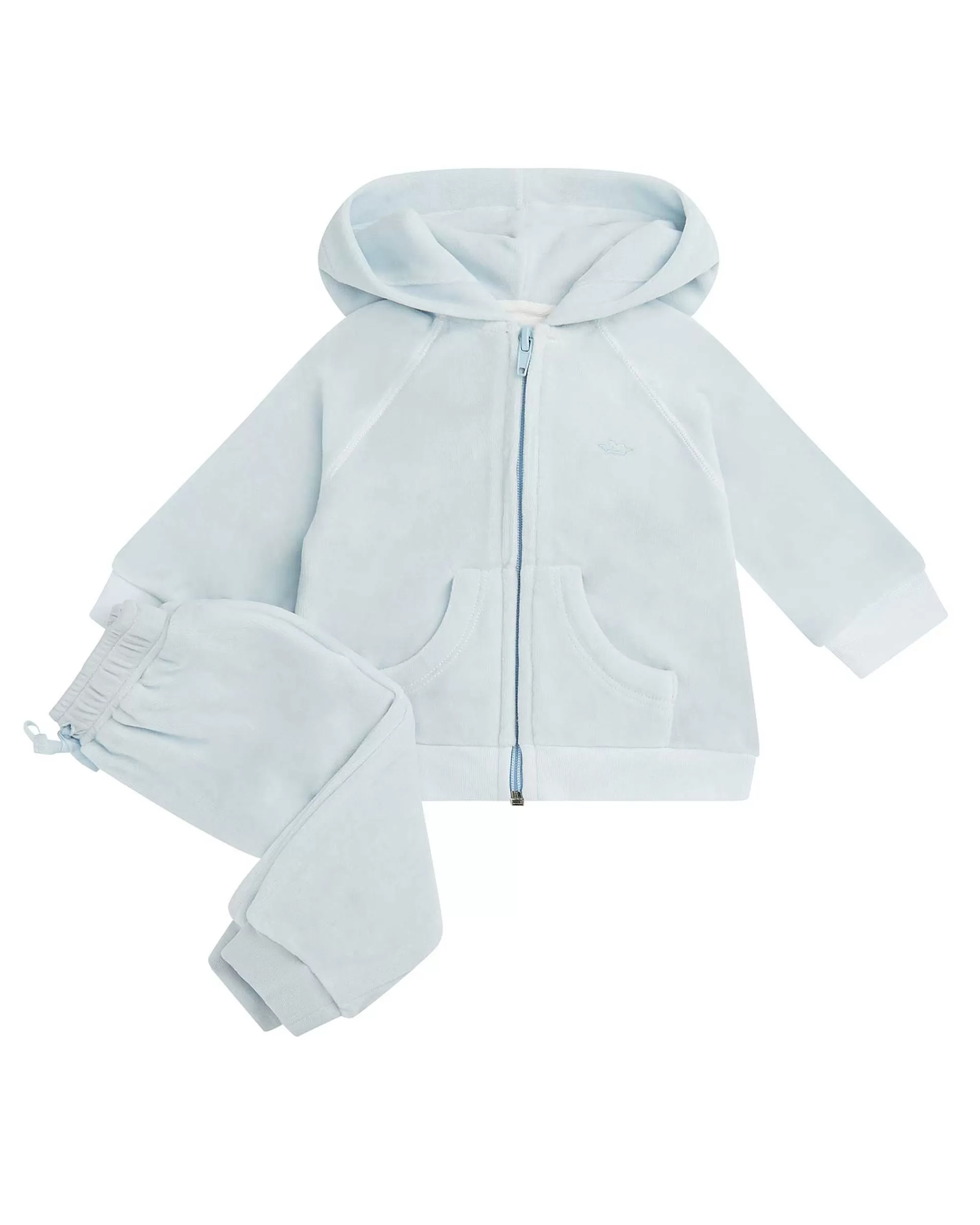 Bébé Marie Chantal L'Aile D'Ange Emblématique*Ensemble De Vêtements De Détente En Velours Tino Crown - Bleu Poussiereux Bébé