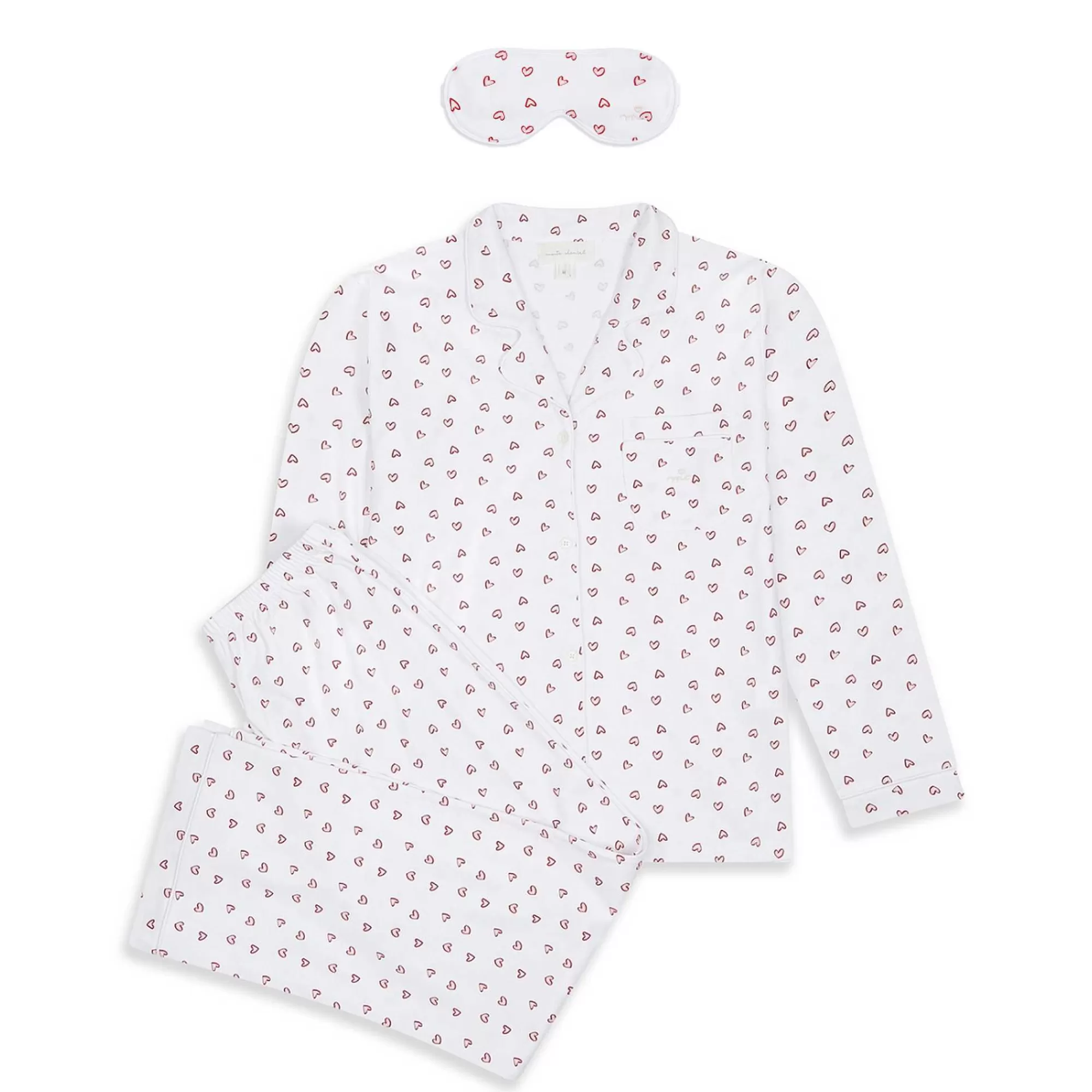 Adulte Marie Chantal Vêtements De Nuit*Ensemble Pyjama Et Masque De Sommeil Love Heart - Adulte Blanc