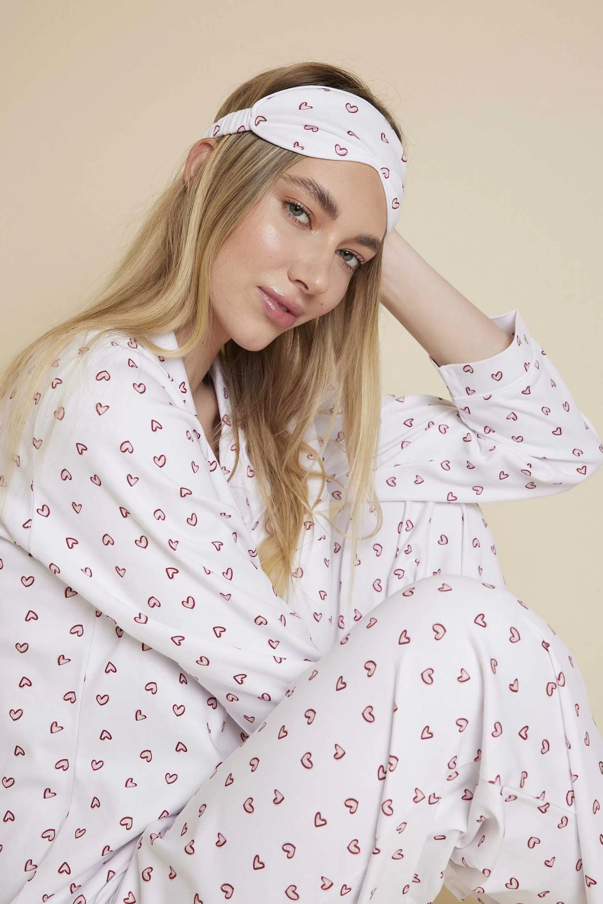 Adulte Marie Chantal Vêtements De Nuit*Ensemble Pyjama Et Masque De Sommeil Love Heart - Adulte Blanc