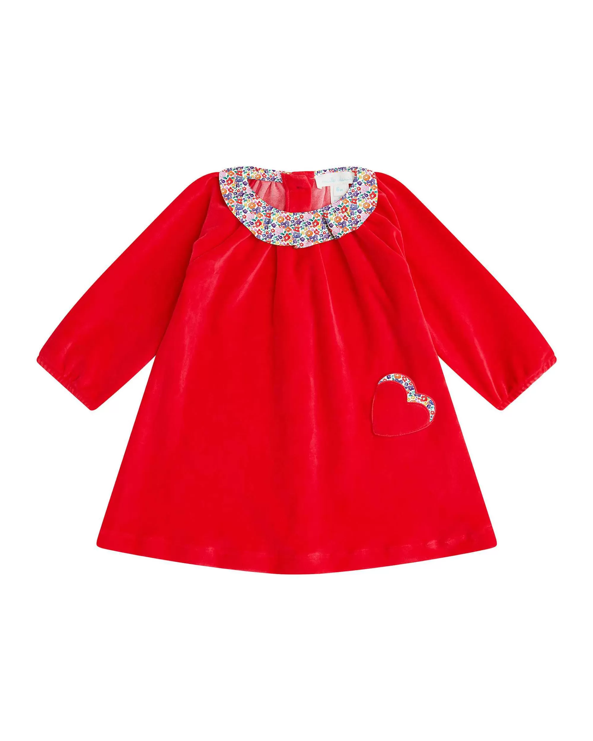 Bébé Marie Chantal Petite Fille*Robe En Velours A Col A Volants Et Baies Florales - Bébé