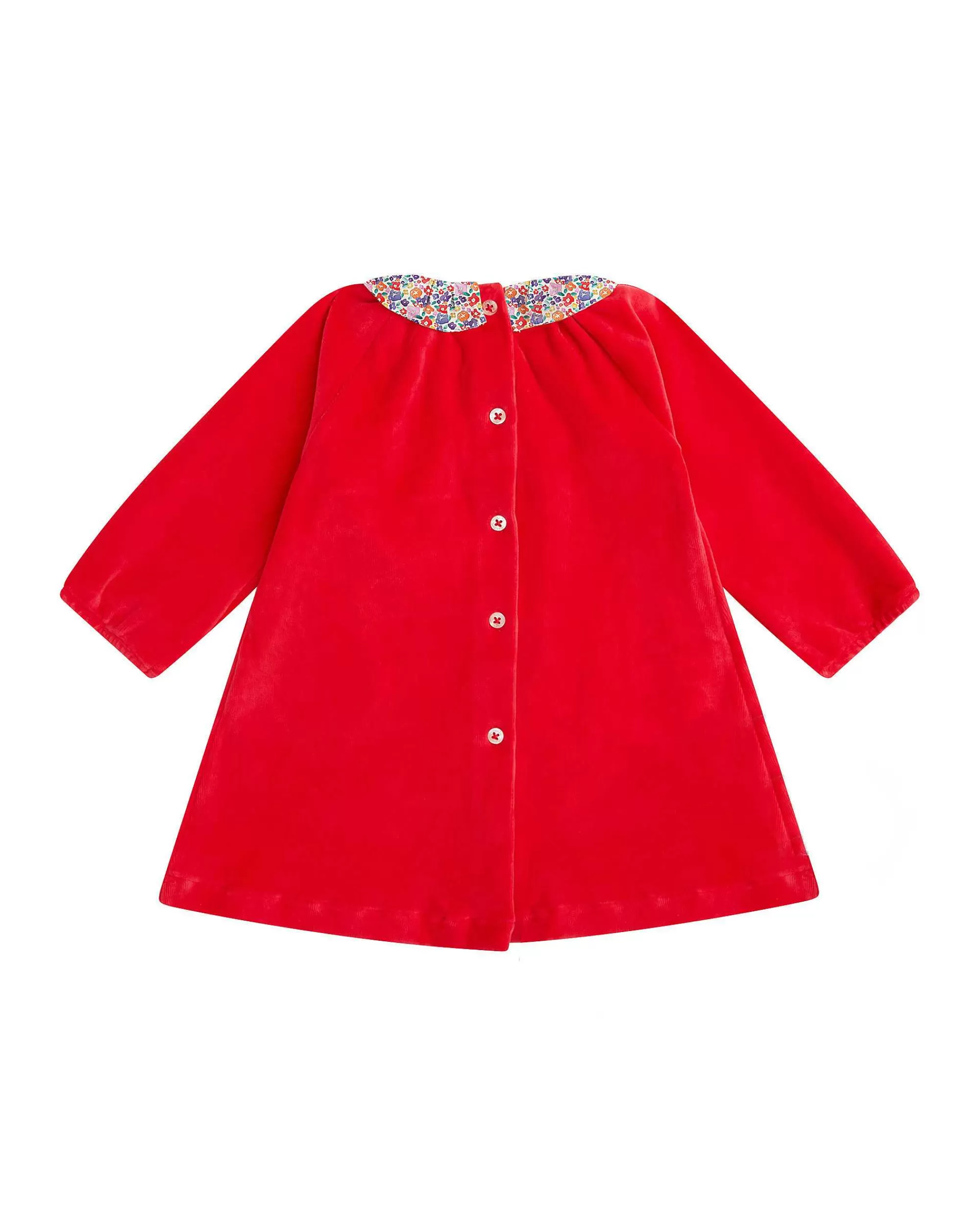 Bébé Marie Chantal Petite Fille*Robe En Velours A Col A Volants Et Baies Florales - Bébé
