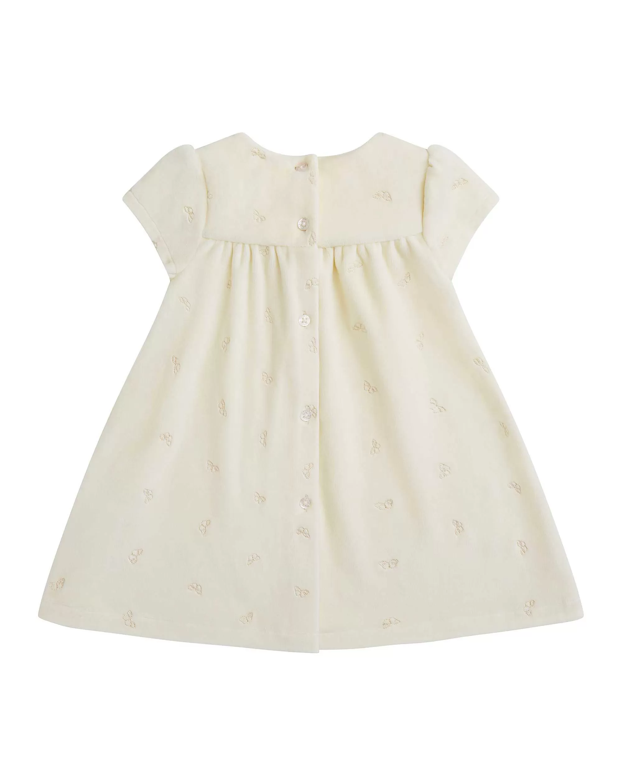 Bébé Marie Chantal L'Aile D'Ange Emblématique*Robe En Velours Aile D'Ange - Bébé Creme