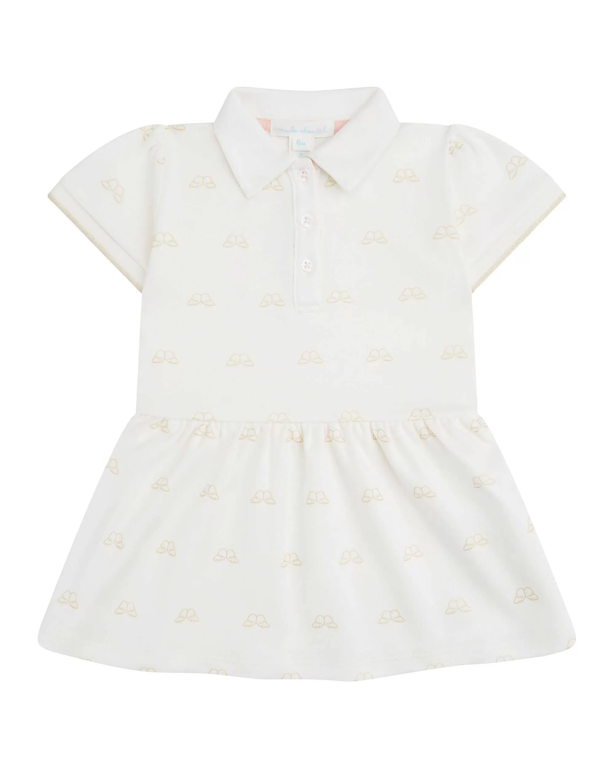 Bébé Marie Chantal L'Aile D'Ange Emblématique*Robe Polo Imprimee Ailes D'Ange - Blanc Bébé Et Or
