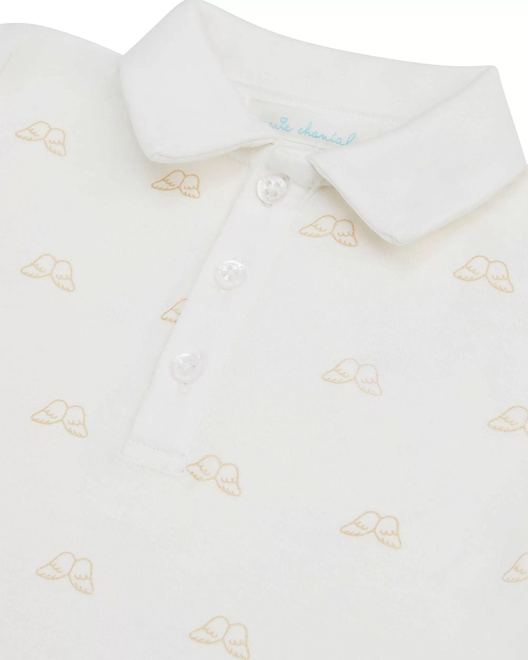 Bébé Marie Chantal L'Aile D'Ange Emblématique*Robe Polo Imprimee Ailes D'Ange - Blanc Bébé Et Or