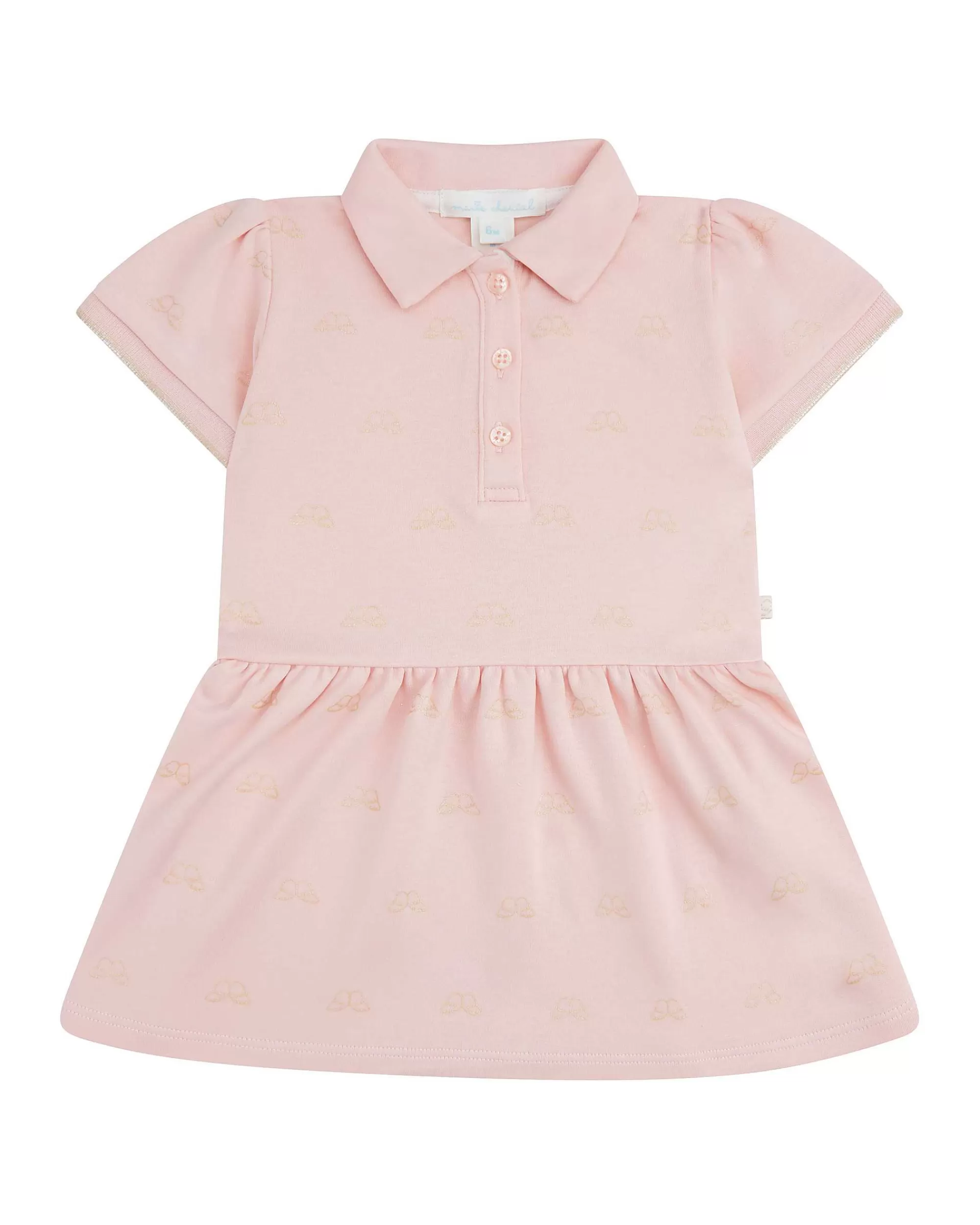 Bébé Marie Chantal L'Aile D'Ange Emblématique*Robe Polo Imprimee Ailes D'Ange - Rose Bébé Et Or