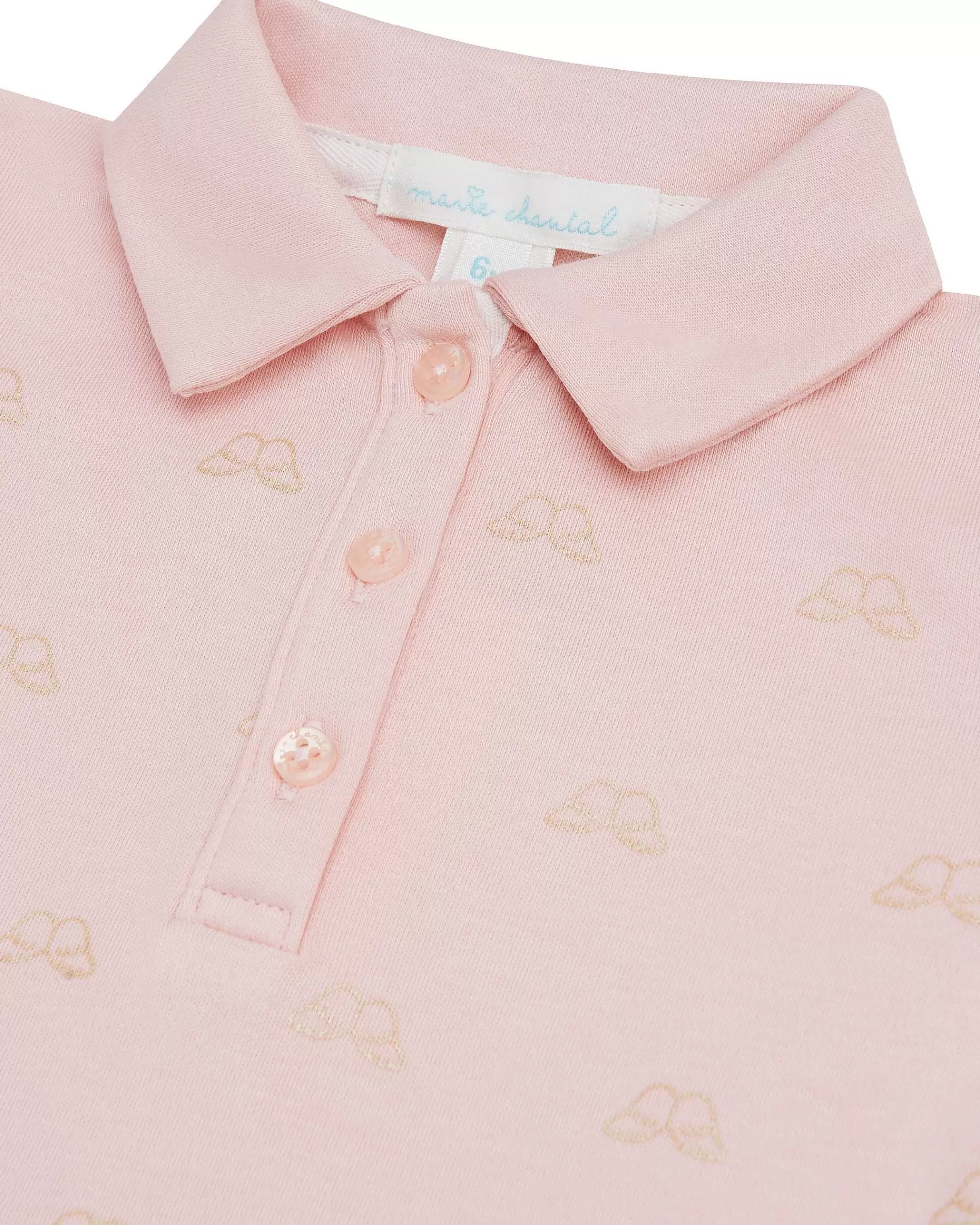 Bébé Marie Chantal L'Aile D'Ange Emblématique*Robe Polo Imprimee Ailes D'Ange - Rose Bébé Et Or