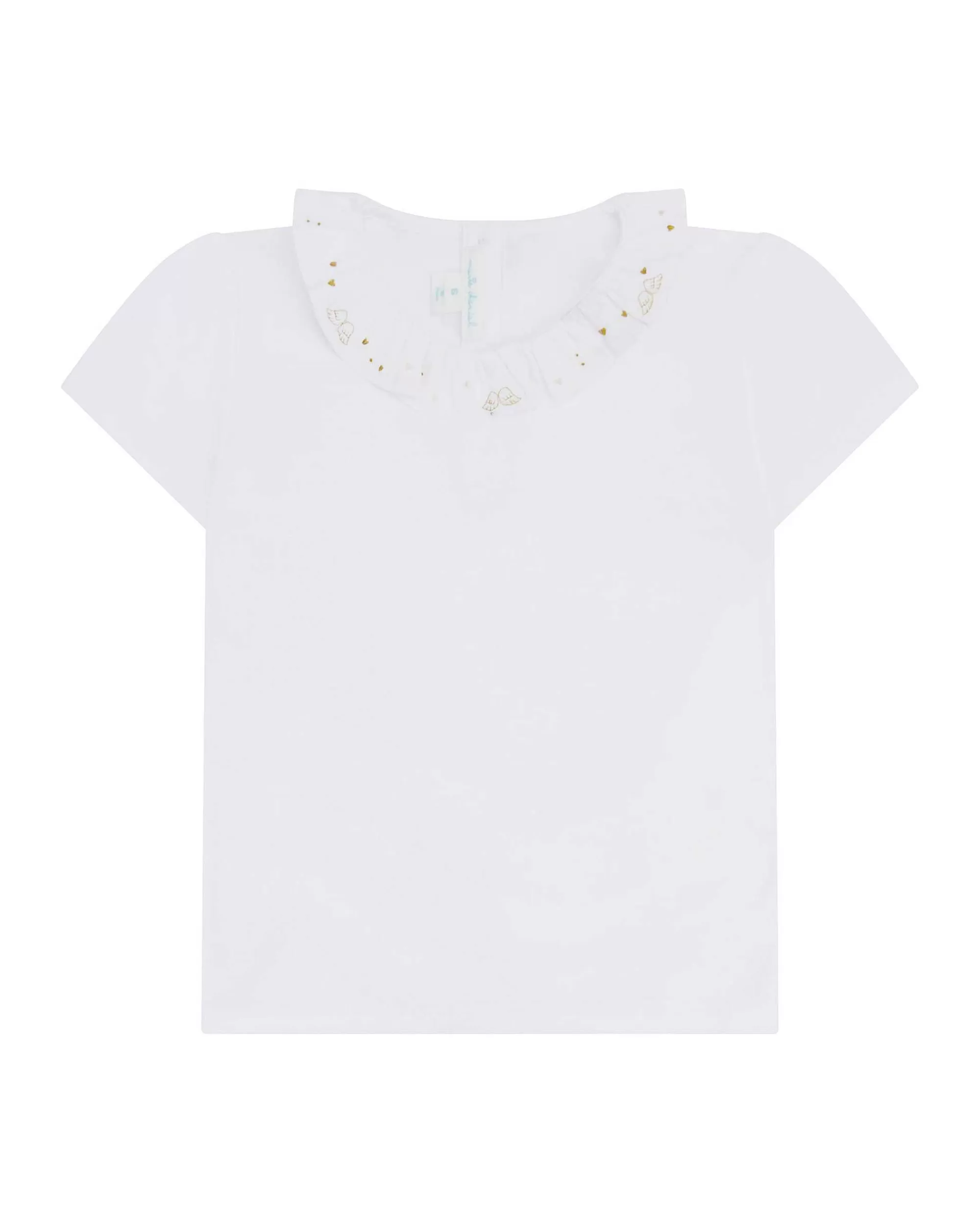 Enfant Marie Chantal Vêtements De Détente*T-Shirt Col Volant Aile D'Ange & Coeur - Enfant Blanc & Or