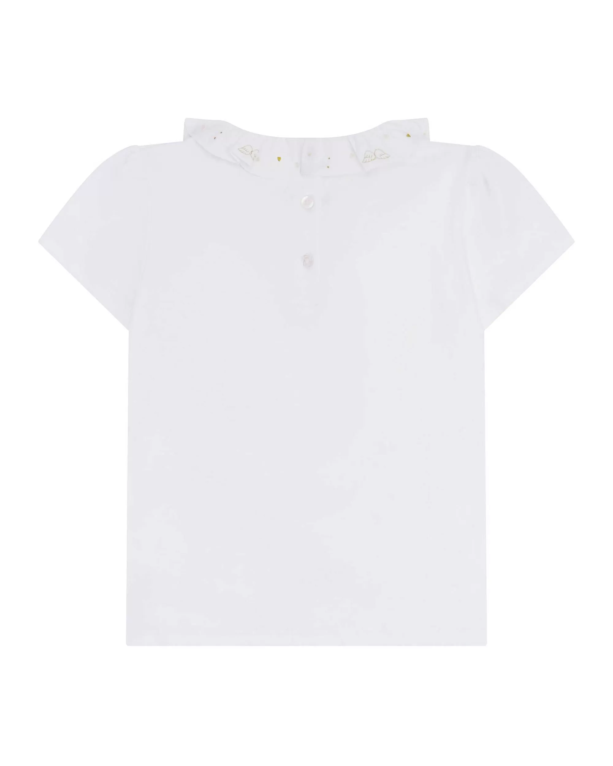 Enfant Marie Chantal Vêtements De Détente*T-Shirt Col Volant Aile D'Ange & Coeur - Enfant Blanc & Or
